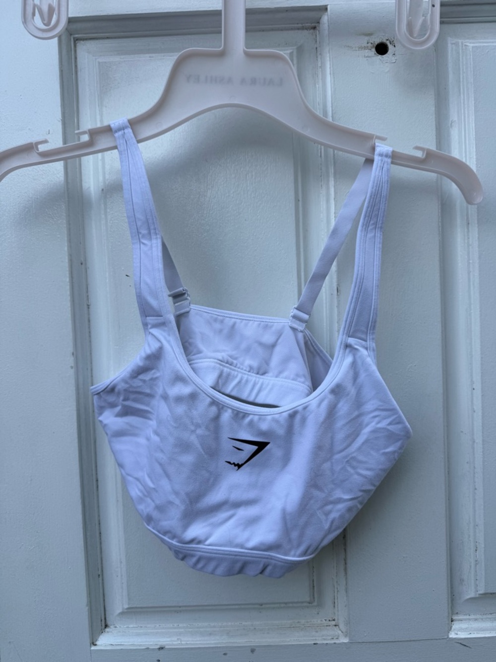 Gymshark White Adjustable-Strap Sports Bra with Subtle Logo